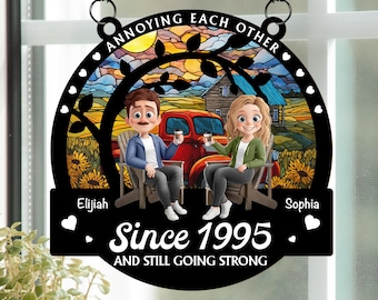 Personalized Window Hanging Suncatcher Ornament, Annoying Each Other Since, Couple Anniversary Gift, Couple Keepsake Gifts, Wedding Gifts