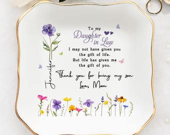 Personalized Daughter In Law Ring Dish, New Bride Jewelry Tray, Gift From Mother, Bride Shower Gift, Wedding Keepsake, Gift For Daughter