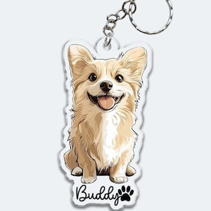 Personalized Pet Portrait Keychain, Custom Dog Keychain, Dog Lover Gift, Gifts For Pet Lover, Cute Dog Photo Keychain, Dog Acrylic Keychain