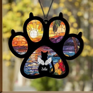 Personalized Cat Loss Sympathy Gift, Custom Cat Memorial Suncatcher, Pet Memorial Gift, Loss of Cat Gift, Cat Remembrance Gift,Pet Loss Gift
