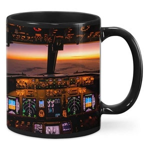 Pilot Sunset Becher, Pilot Geschenk, Kaffeebecher Pilot, Pilot Indikator, Fluglinie Mechaniker Geschenk, Luftfahrt Kaffeebecher, Geschenk für ihn, Geschenk für Männer