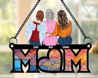 Gepersonaliseerde raamhanger hangend zonnescherm, aangepaste moeder en dochter, Moederdagcadeau voor moeder, oma, oma cadeau, cadeau moeder dochter oma