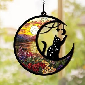 Custom Cat Suncatcher With Name, Personalized Pet Memorial Suncatcher,Pet Loss Gift,Cat Memorial Gift,In Loving Memory,Cat Remembrance Gifts