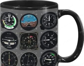Pilot Gift, Coffee Mug Pilot, Pilot Indicator Mug, Gift For Him, Pilot Retirement Gift, Flying Gift, Aviation Coffee Mug, Gift For Men