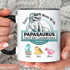 Fathers Day Gift For Dad, Custom Dad Coffee Mug, Papasaurus, Funny Mug For Dad, Personalized Gift For Dad, Daddy Mugs, Gift From Daughter