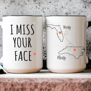 Benutzerdefinierte Kaffeetasse, ich vermisse dein Gesicht Tasse, personalisierte Ferngeschenk von Zustand zu Zustand Geschenk, benutzerdefiniertes Bestie Geschenk, Geschenk für BFF Freunde