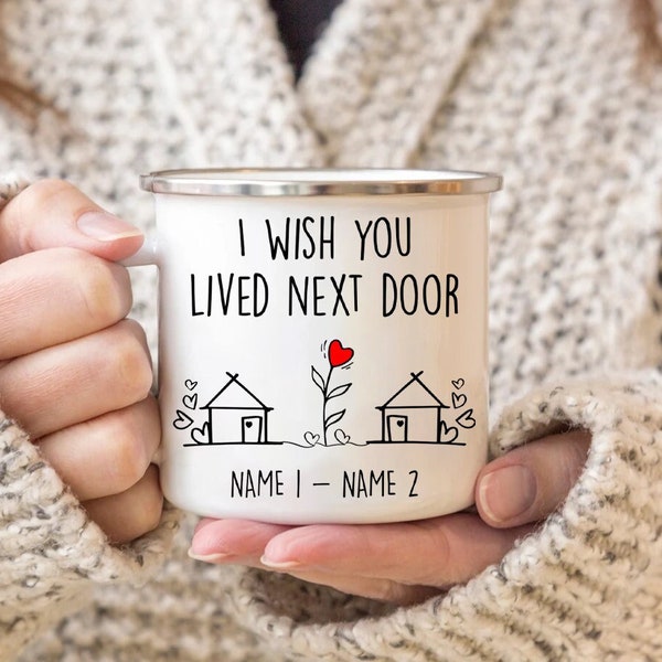 Taza personalizada "Ojalá vivieras al lado", Taza para personas que viven lejos, Regalo para quienes se mudan, Taza "Hermana te extraña", Taza para tu mejor amiga, Taza para tu mejor amiga vecina