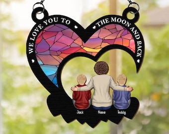 Personalized Window Hanging Suncatcher, Custom Grandma Grandkids, Mothers Day Gift for Mom, Grandma, Gift For Mom, Nana, Grandma Suncatchers