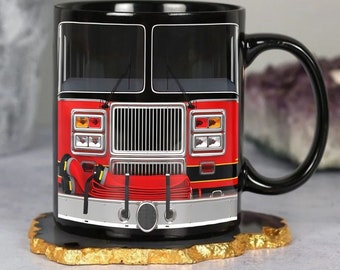 Firefighter Red Truck Mug, Firefighter Retirement Gift for Men and Women, Retired Firefighter Gift, Firefighter Retirement Mug, Fireman Art