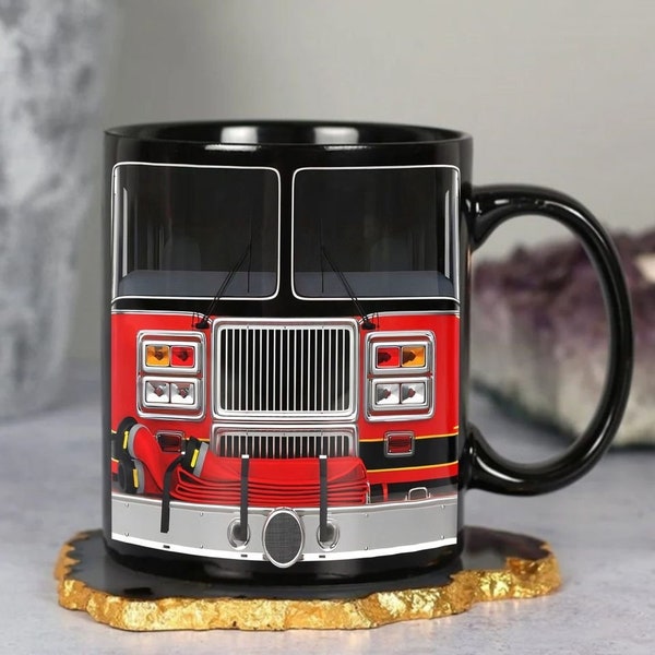 Firefighter Red Truck Mug, Firefighter Retirement Gift for Men and Women, Retired Firefighter Gift, Firefighter Retirement Mug, Fireman Art