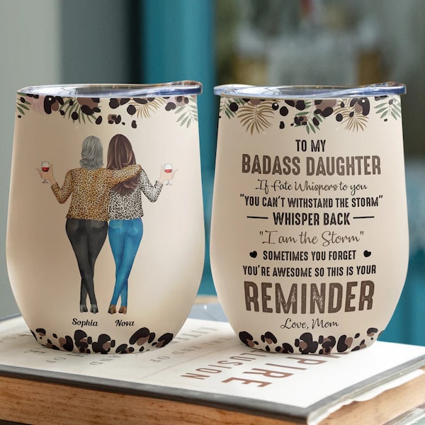 Custom To My Badass Daughter Tumbler, Personalized Funny Coffee Mug From Mom, Custom Daughter Gift Cup, Birthday Gift, Daughter Mother Mug