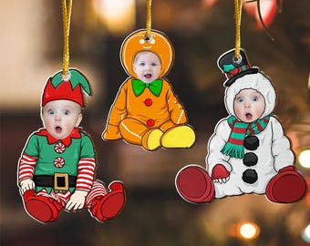 Personalized Face Baby Ornament, Custom Baby Photo Ornament, Babys Photo First Christmas Ornament, Baby 1st Christmas Ornament, Newborn Gift