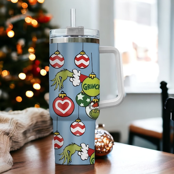 Grinch Christmas 40Oz Tumbler Mean One Green Grinch Face Stainless