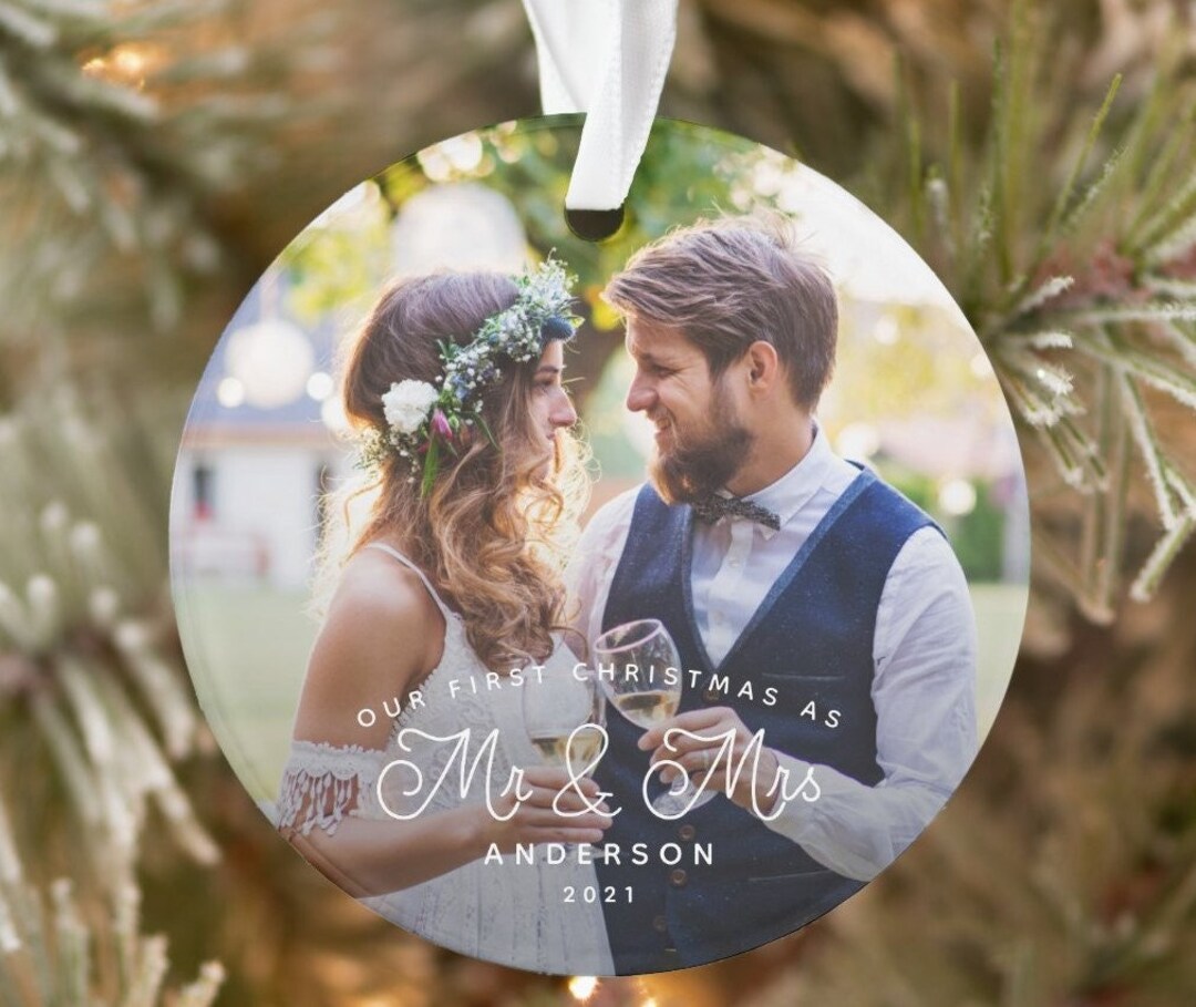 Personalized Mr and Mrs Ornament, Gift for Her, First Christmas Married ...