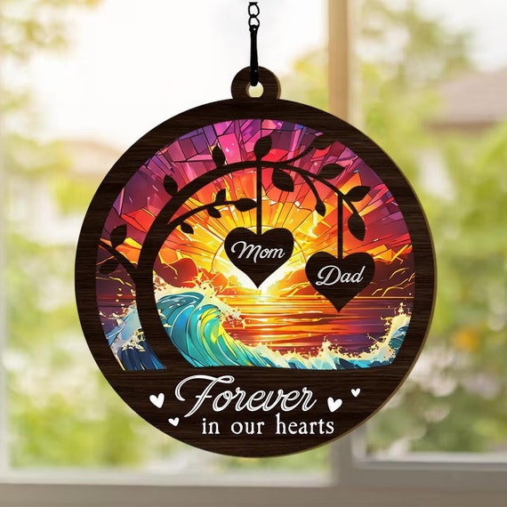 Memorial Suncatcher, Sympathy Gift, Loss Of Dad Gift, Sympathy Gift Family, Memorial Suncatcher, Mom in Heaven, Personalized Memorial Gift