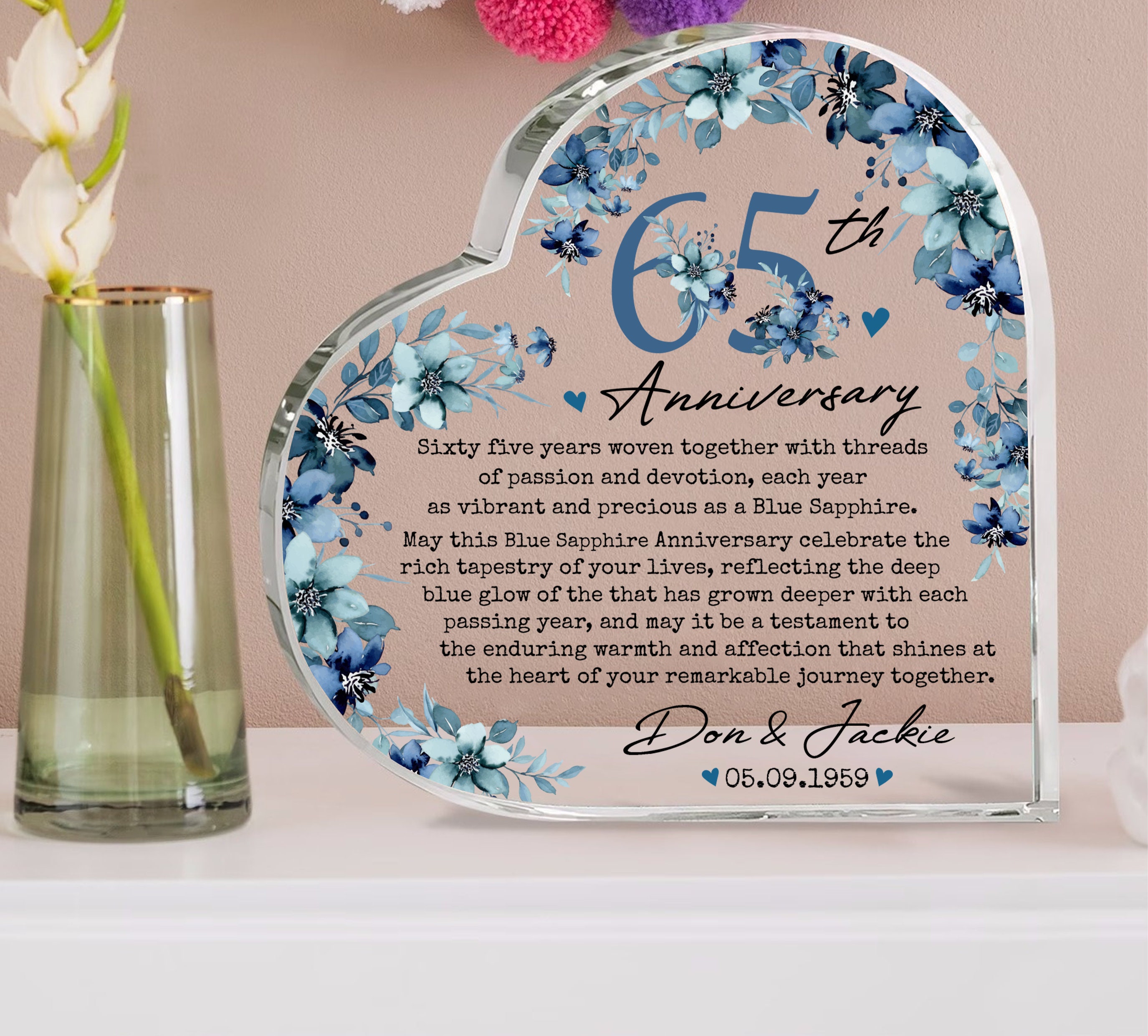 Personalized 65th Wedding Anniversary Gift Acrylic Plaque, 65th Personalized 65th Wedding Anniversary Gift Acrylic Plaque, 65th