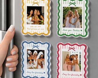 Personalized Bridesmaid Proposal Photo Frame, Custom Acrylic Fridge Magnetic Photo Frames, Photo Gift with Custom Text, Bridal Party Gifts