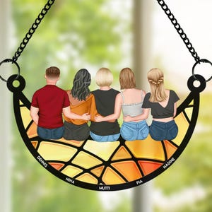Personalized Window Hanging Suncatcher, Custom Mom & Daughter, Mothers Day Gift for Mom, Grandma, Nana Gifts, Mother Daughter On The Moon