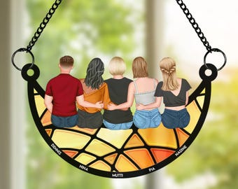 Personalized Window Hanging Suncatcher, Custom Mom & Daughter, Mothers Day Gift for Mom, Grandma, Nana Gifts, Mother Daughter On The Moon
