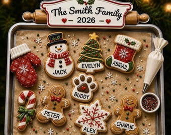 Personalized Family Gingerbread Christmas Ornament 2026, Custom Gingerbread Cookie Ornament with Pets Names, Family Holiday Keepsake Gifts