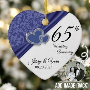 65th Anniversary Ornament, 65 Years Married Gift, Sapphire Wedding Anniversary Ornament, Christmas Ornament for Parents, 65th Gift Idea