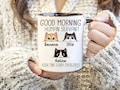 Personalized Coffee Mug For Cat Lover, Good Morning Cat Human Servant, Cat Owner Mug, Walking Fluffy Cats, Custom Mug For Pet Lover