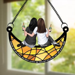 Stellar Soulmates, Unfailing Love - Bestie Personalized Window Hanging Suncatcher - Christmas Gift For Best Friends, BFF, Sisters
