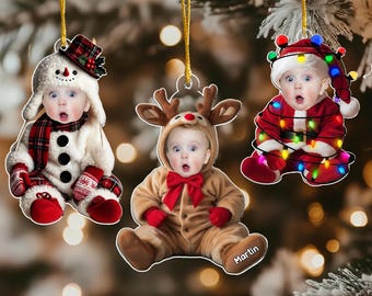 Custom Baby Face Acrylic Ornament: First Christmas Keepsake 2026, Baby Photo Ornament, Baby Christmas Gift, Newborn Gift