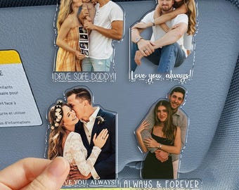 Couple Photo Car Visor Clip Gift For Him, Drive Safe Gift, Couple Valentines Day, Husband Gifts Drive Safe Sun Visor Clip, Car Accessories