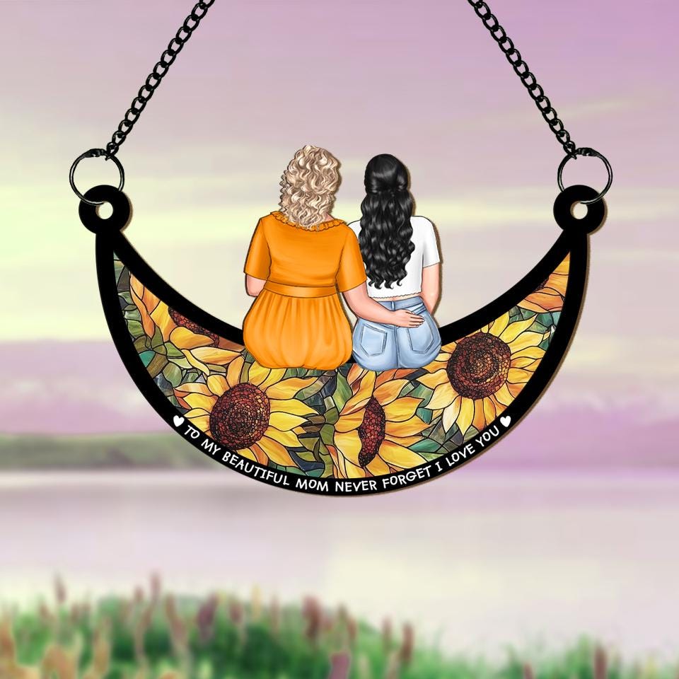 Attrape-Soleil Personnalisé Mère Et Fille Sur La Lune - Cadeau Fête Des Mères