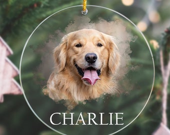 Custom Dog Photo Ornament, Dog Christmas Ornament, Personalized Dog Ornament, Dog Mom Gift, Dog Ornament,Pet Loss Keepsake,Dog Memorial Gift