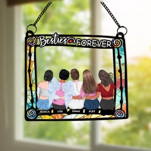 Bestie Personalized Window Hanging Suncatcher, Best Friend Birthday Gift, Long Distance Gift, Friend keepsake Friendship Gift, Anniversary