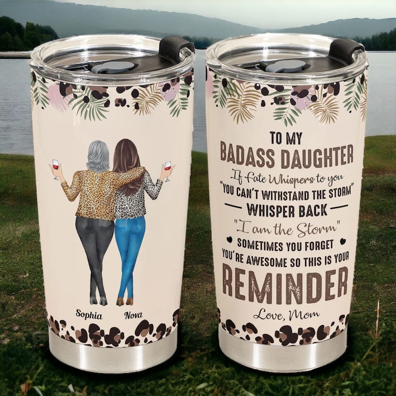 Custom To My Badass Daughter Tumbler, Personalized Funny Coffee Mug From Mom, Custom Daughter Gift Cup, Birthday Gift, Daughter Mother Mug image 10
