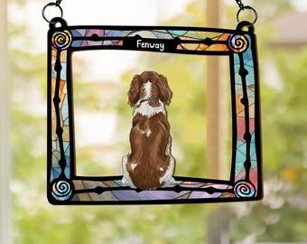 New! Personalized Dogs Sitting In Frame| Window Hanging Suncatcher Ornament| Pet Family Gift, Cat Lover gift, Loss of cat, Window decor