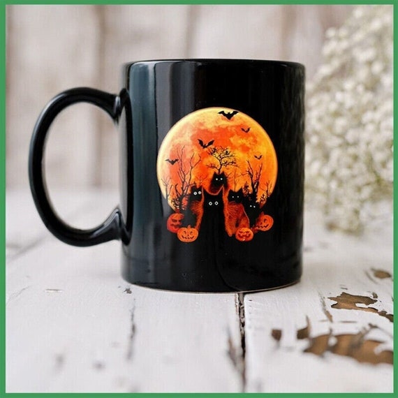 What Black Cat Halloween Mug, Halloween Cat Mug, Halloween Cat Gift, Black Cat Mug, Happy Halloween Gift, Cat Black Pumpkin Halloween