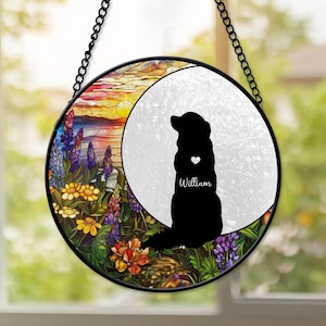 Custom Pet Portrait Stained Glass Suncatcher, Stained Glass Dog Memorial, Custom Dog Portrait, Sympathy Gift, In Loving Memory, Dog Keepsake