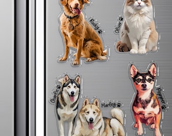 Personalized Pet Photo Magnet, Custom Dog or Cat Portrait Magnet, Gift for Pet Lovers, Pet Fridge Magnet, Dog Mom Gift, Pet Memorial Gift