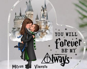 Personalized Wizard Couple Plaque, Custom Kissing Couple Portrait, Valentines Day Gift, Gift for Couple, Wife, Husband, Boyfriend Girlfriend