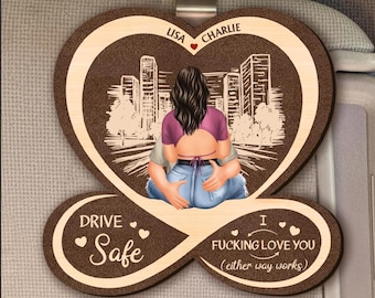Drive Safe I Love You Personalized Car Visor Clip, Custom Couple Sun Visor, Couple Gift For Boyfriend Girlfriend, Valentine Day Gift For Him