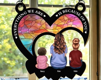 Gepersonaliseerde raamhangende Suncatcher, aangepaste oma kleinkinderen, Moederdag cadeau voor moeder, oma, cadeau voor moeder, oma, oma Suncatcher