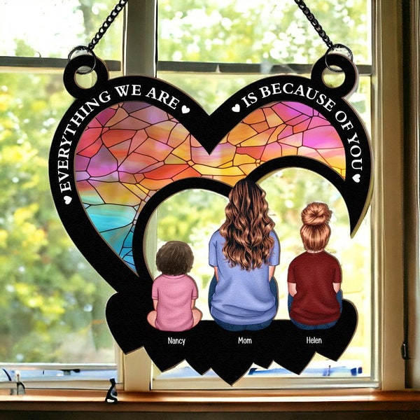 Personalized Window Hanging Suncatcher, Custom Grandma Grandkids, Mothers Day Gift for Mom, Grandma, Gift For Mom, Nana, Grandma Suncatcher