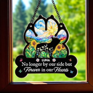 Personalized Dog Memorial Suncatcher, You Left Paw Prints on Our Hearts, Custom Pet Loss Gift, Dog Remembrance Window Hanging Suncatcher