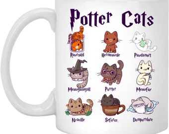 Harry Pawter Mug, Potter Cat Mug, Gift For Her, Harry Pawter Kitten Potter Cats, Cat Lover Gift, Gift For Him, Halloween Gift, Wizard Mug