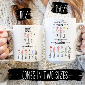 Personalized First Mom Now Grandma Mug, Grandma's Garden Birth Flower ...