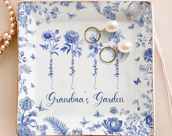 Portafiori per nascita Toile De Jouy, Giardino della nonna, Regali per la nonna, Gigi, Regali per la nonna, Regali per la nonna da nipoti, nipote, nipote