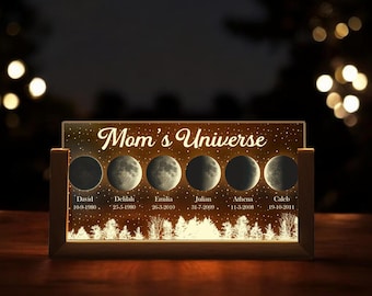 Custom Moons Phase LED Night Light, Personalized Moons Phase with Kids Names, Mother’s Day Gifts, Gift for Mom, Unique Gift For Mom, Grandma