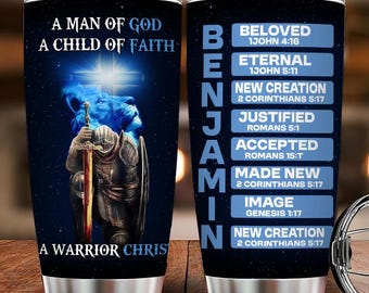 Bicchiere personalizzato con nome cristiano e versetti biblici, regali personalizzati con citazioni bibliche per uomo, bicchiere cristiano per papà, regali religiosi