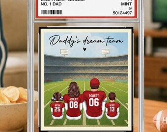 Football Daddy's Dream Team Personalized Acrylic Plaque, No.1 Dad Gift from Kids, Custom Trading Card Style Father's Day Gift 2025