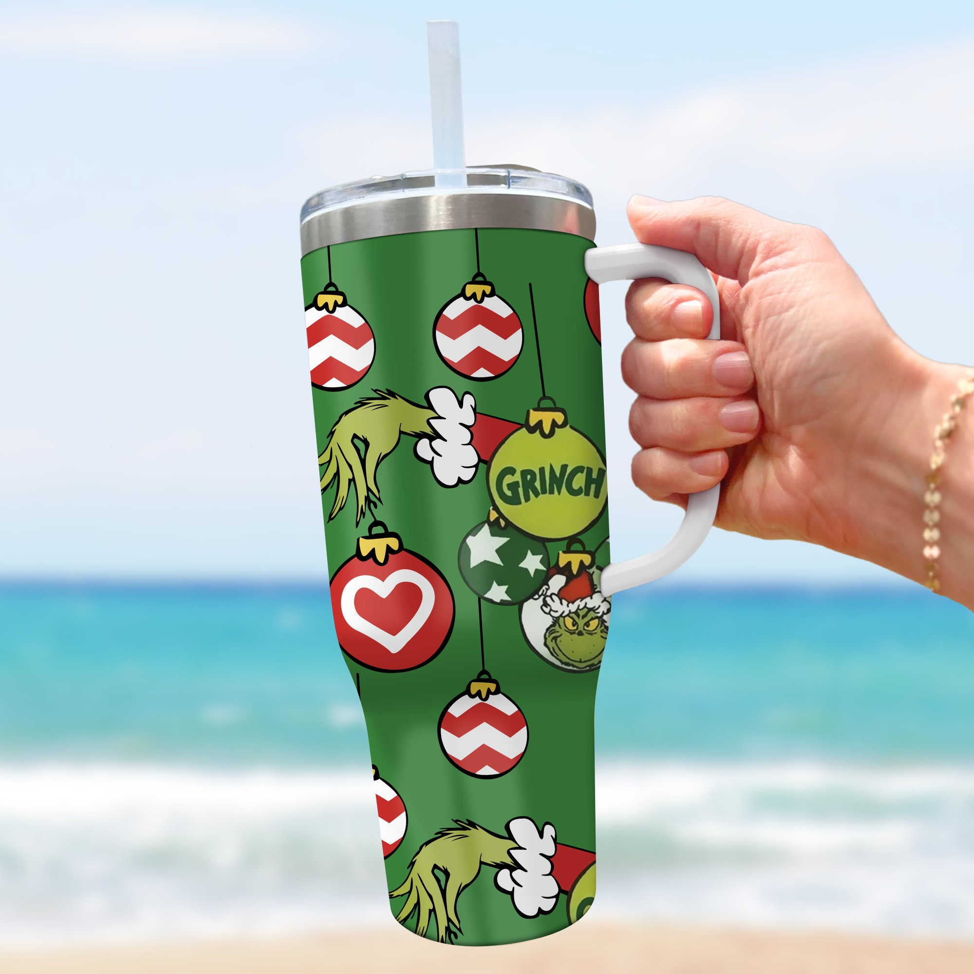 40oz Grinch Tumbler, 40oz Merry Grinchmas Tumbler, Funny Grinch Christmas  Cup, Christmas Gift for Her, Grinch Quencher Tumbler, Holiday Cup 