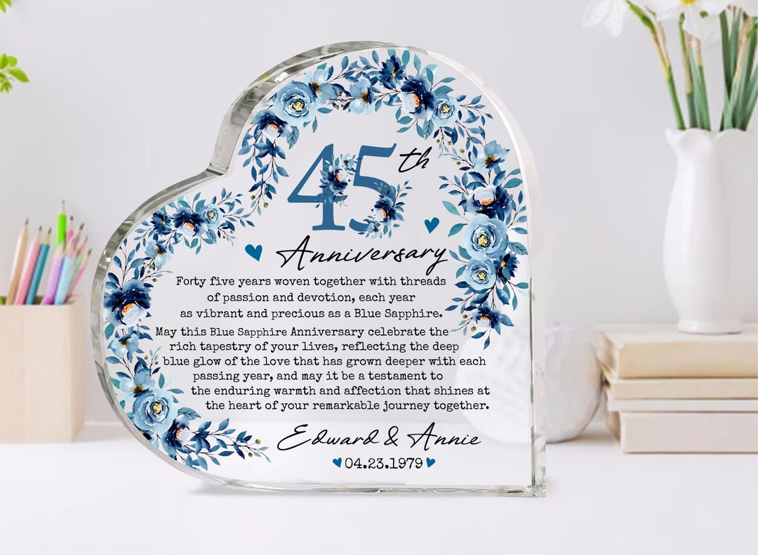 Personalized 45th Wedding Anniversary Gift Acrylic Plaque, 45th Wedding